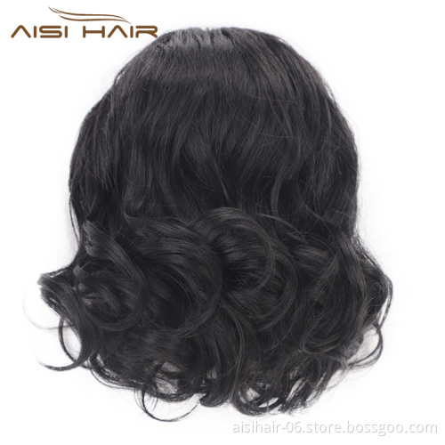 Aisi Hair Heat Resistant Fiber Synthetic Curly Wig Ponytail Drawstring Short Big Wave Pony Tail Clip In Curly Hair Bun